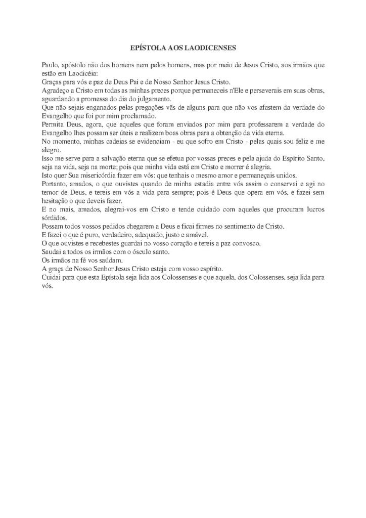 Capa do livro Carta de Laodicenses