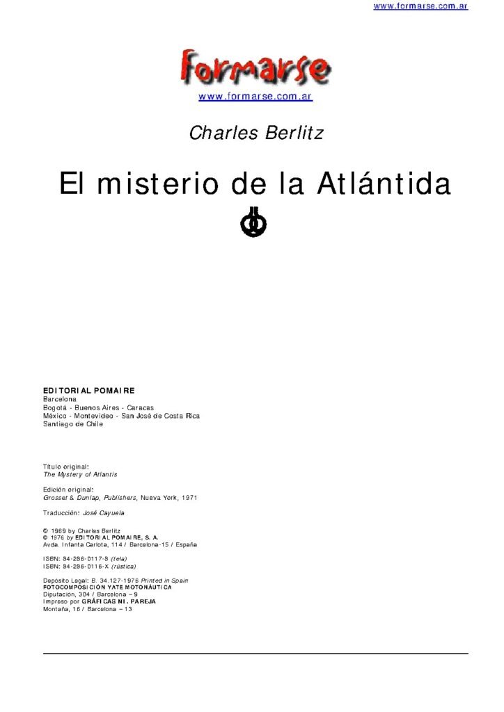 Capa do livro El Misterio De La Atlantida