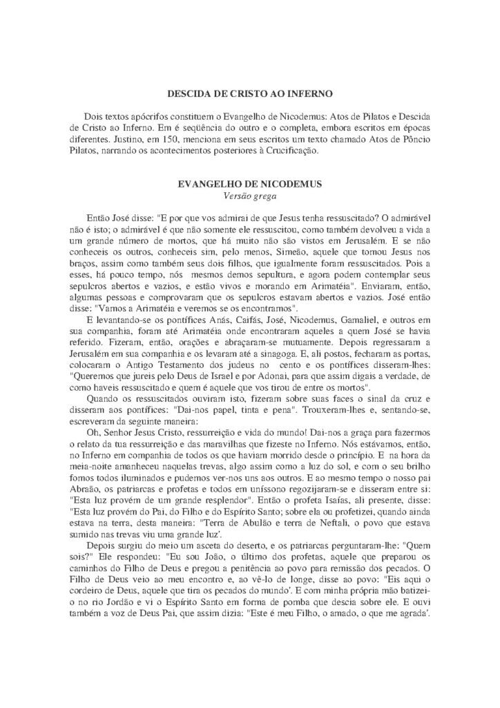 Capa do livro Evangelho de Nicodemus (Descida ao Inferno)