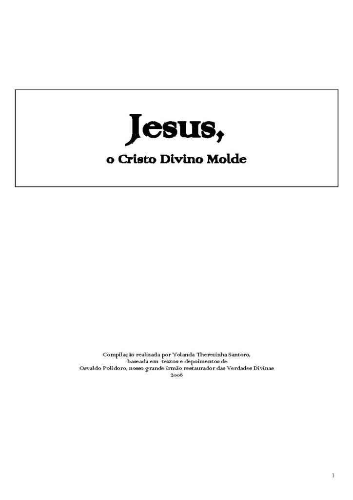Capa do livro Jesus Cristo Divino Molde – Yolanda Santoro