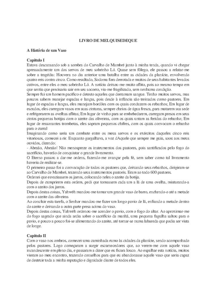 Capa do livro Livro de Melquisedeque