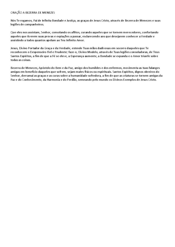 Capa do livro Oração a Bezerra de Menezes