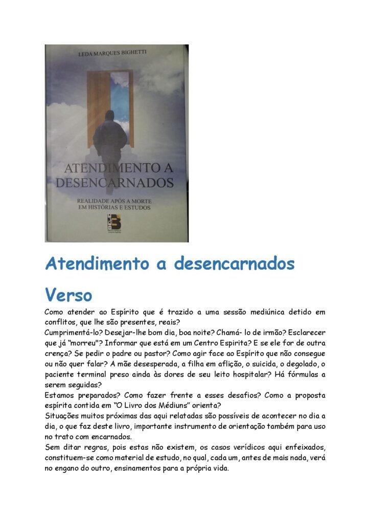 Capa do livro Atendimento a Desencarnados