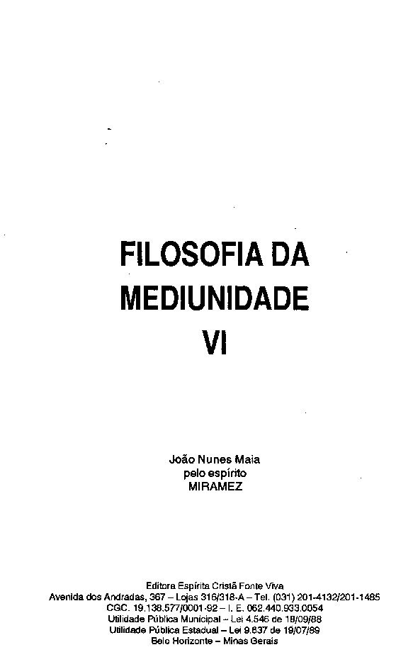 Capa do livro Filosofia da Mediunidade VI